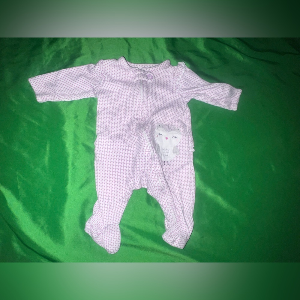 Carter's Purple and White Polka Dot Footie size Newborn